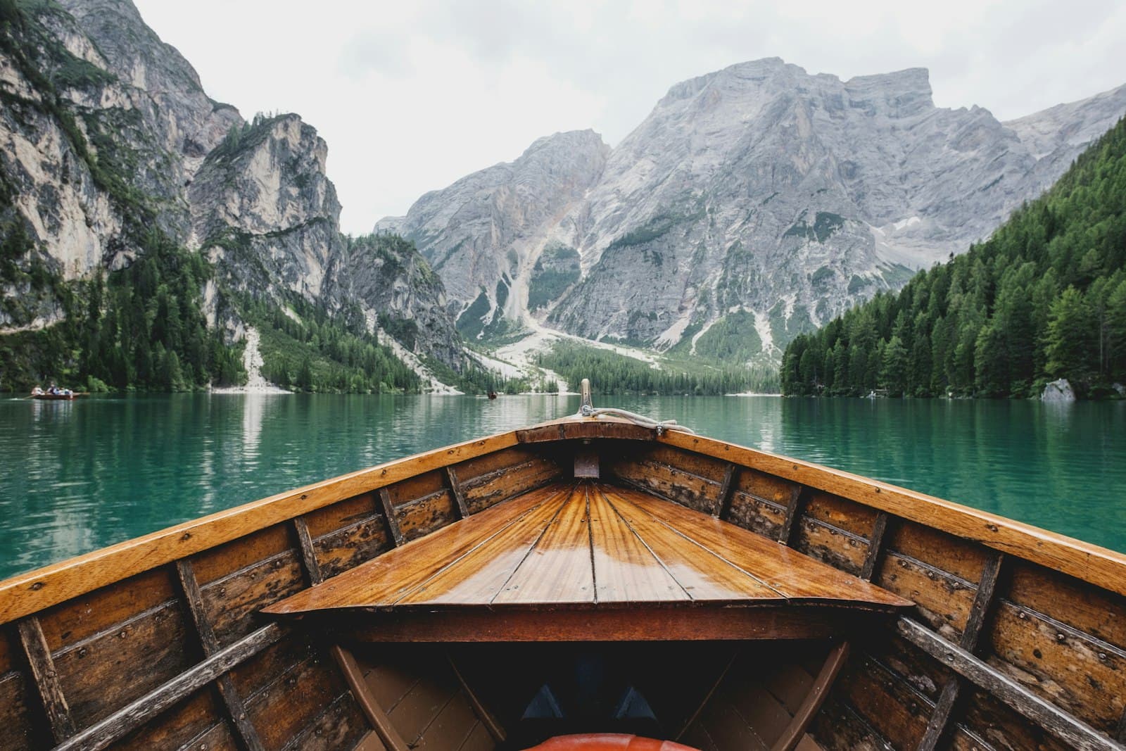 Canoe on turquoise water