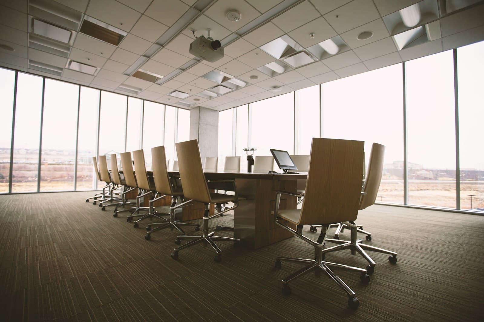 Executive boardroom with glass walls