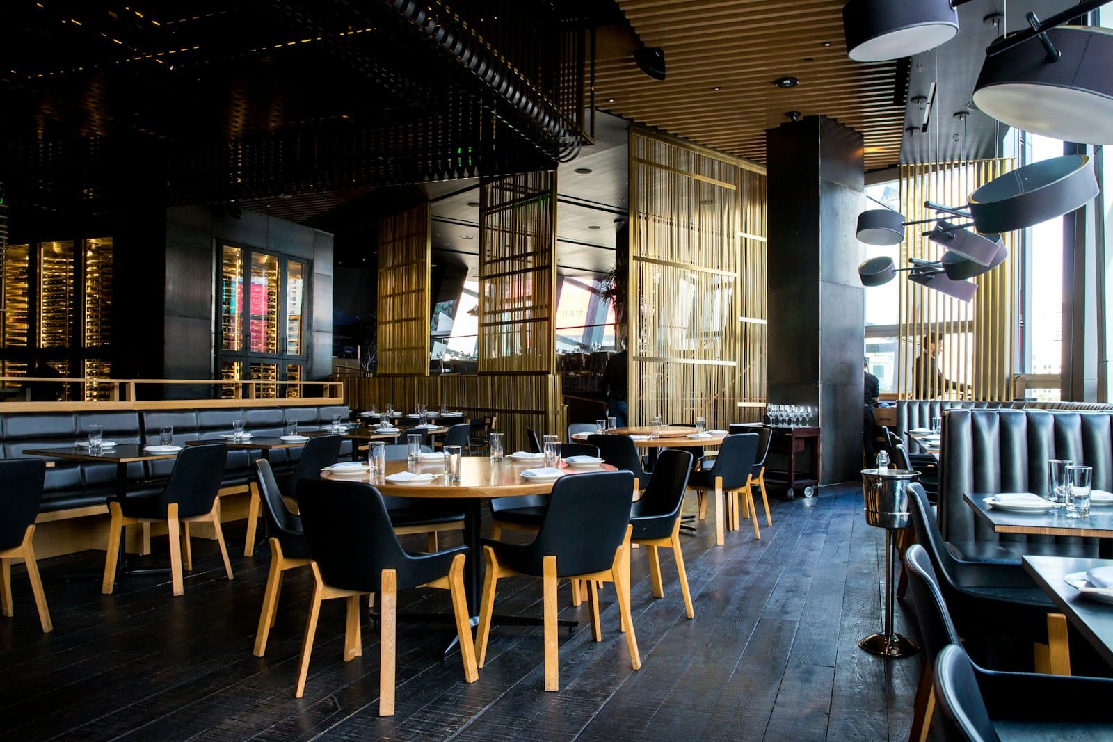 Elegant restaurant dining room set for the evening