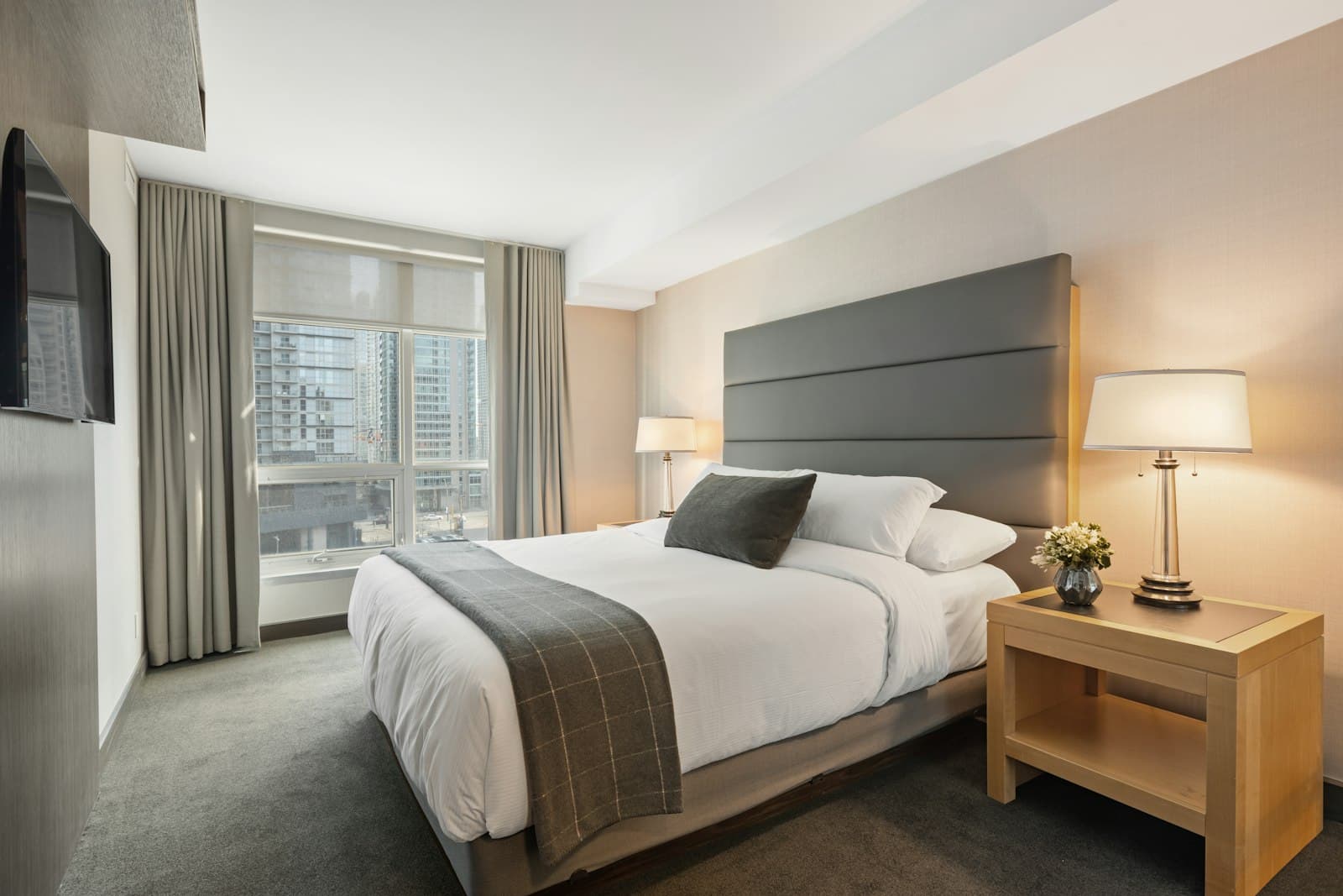 Warmly lit distinctive suite interior